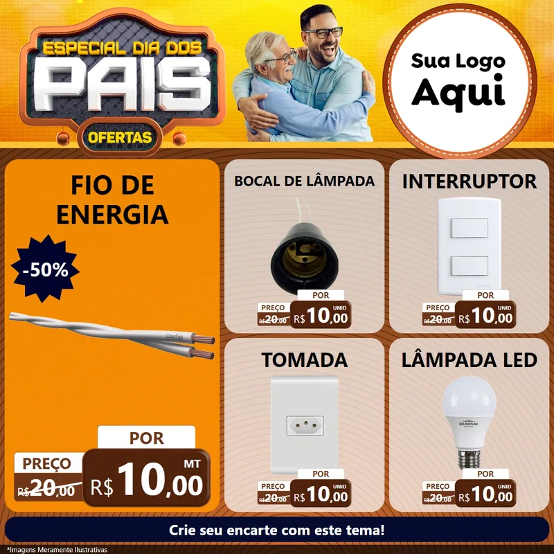 Modelo de Rede Social para Feed Facebook com o tema Especial Dia dos Pais para Materiais Elétricos