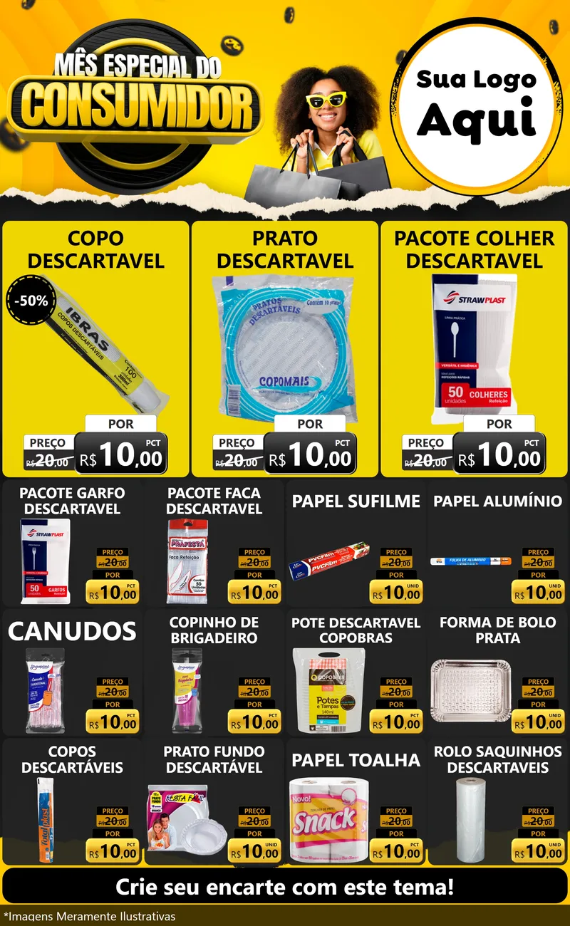 Modelo de Encarte para Encarte Grande com o tema Mês Especial do Consumidor para Embalagens