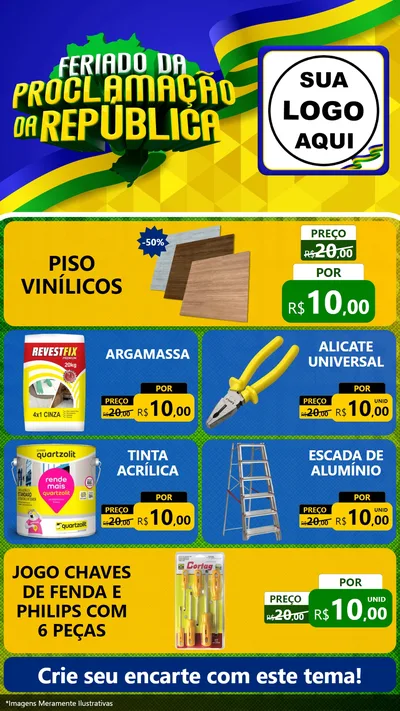 Modelo de TV para TV Vertical com o tema Feriado da Proclamação da República para Material para Construção