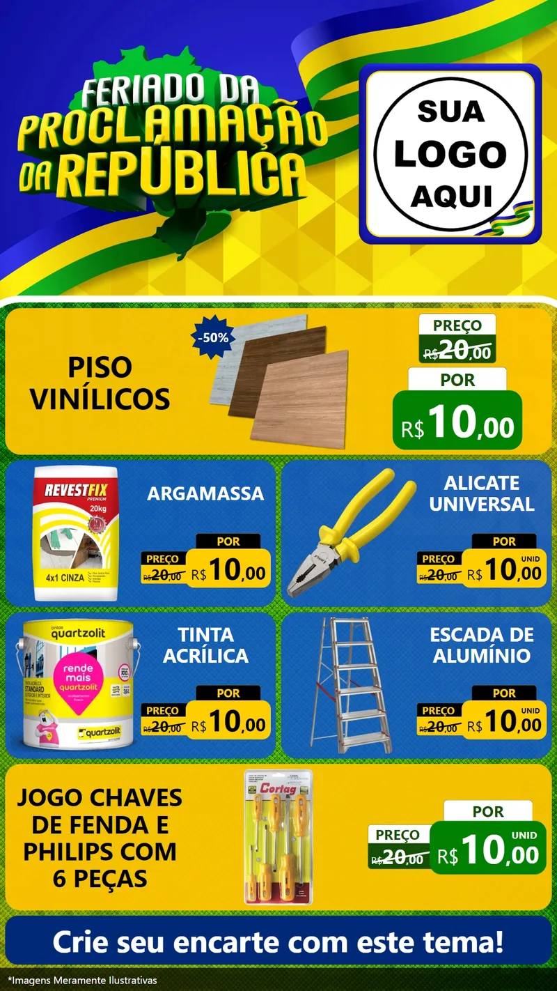 Modelo de TV para TV Vertical com o tema Feriado da Proclamação da República para Material para Construção