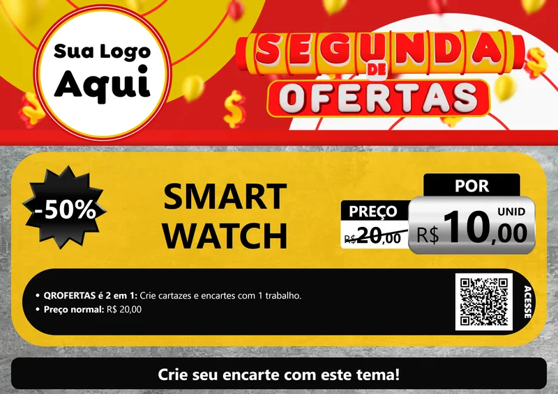 Modelo de Cartaz para Cartaz A4 Horizontal com o tema Segunda de Ofertas para Informática
