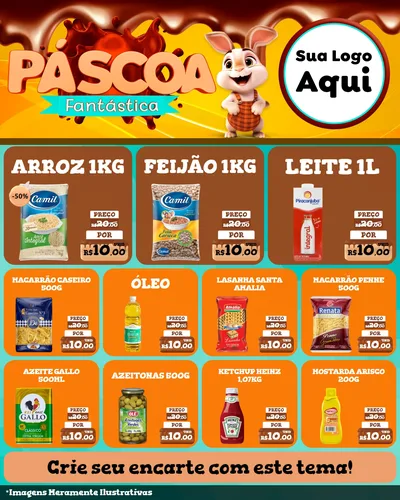 Modelo de Rede Social para Feed Instagram com o tema Páscoa Fantástica para Supermercado