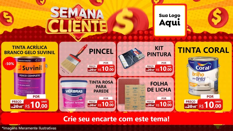 Modelo de TV para TV Horizontal com o tema Semana do Cliente para Tintas e Ferramentas