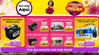 Modelo de TV para TV Horizontal com o tema Especial Dia da Mulher para Baterias Elétricas