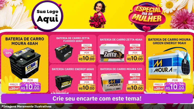 Modelo de TV para TV Horizontal com o tema Especial Dia da Mulher para Baterias Elétricas