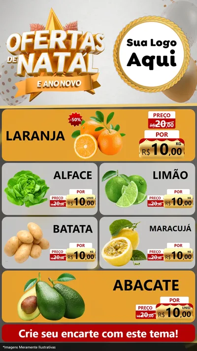 Modelo de TV para TV Vertical com o tema Ofertas De Natal E Ano Novo para Hortifrúti
