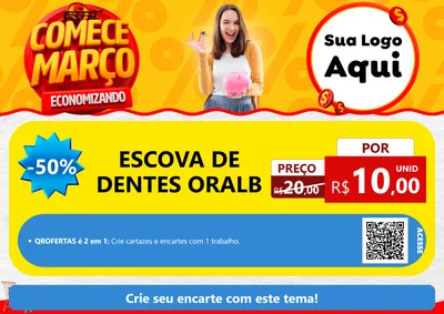 Modelo de Cartaz para Cartaz A4 Horizontal com o tema Comece Março Economizando para Higiene Pessoal