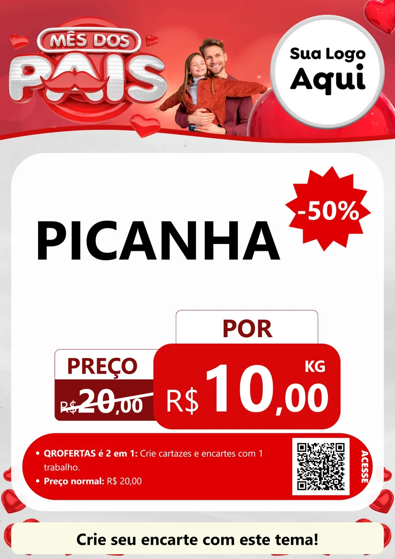 Modelo de Cartaz para Cartaz A4 Vertical com o tema Mês dos Pais para Açougue
