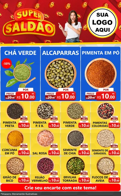 Modelo de Encarte para Encarte Grande com o tema Super Saldão para Produtos Naturais