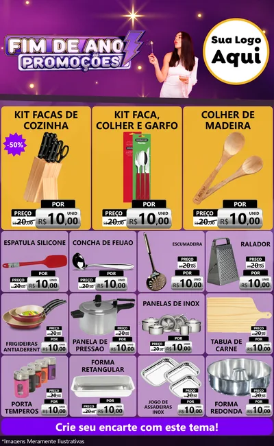 Modelo de Encarte para Encarte Grande com o tema Fim de Ano Promoções para Utilidades Domésticas