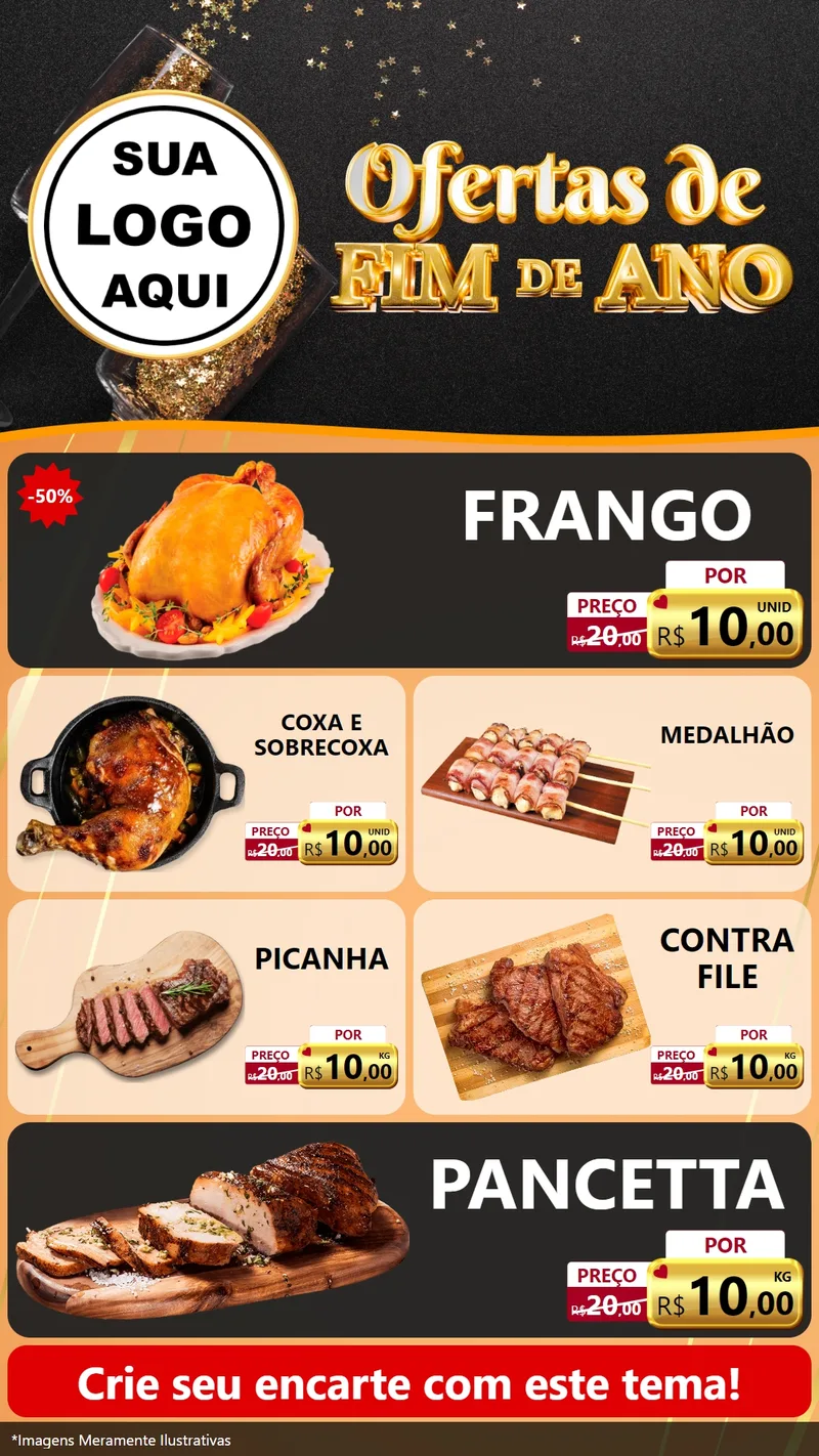 Modelo de TV para TV Vertical com o tema Ofertas de Fim de Ano para Assados