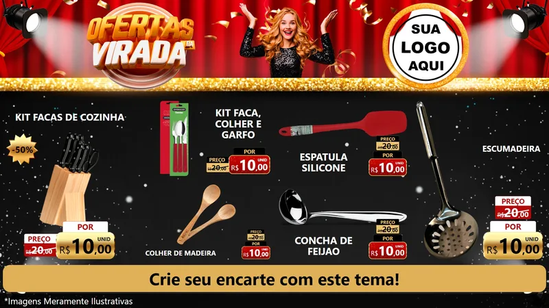 Modelo de TV para TV Horizontal com o tema Ofertas da Virada para Utilidades Domésticas