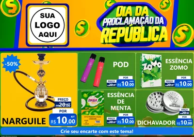 Modelo de Encarte para Encarte A4 Horizontal com o tema Dia Da Proclamação da República para Tabacaria