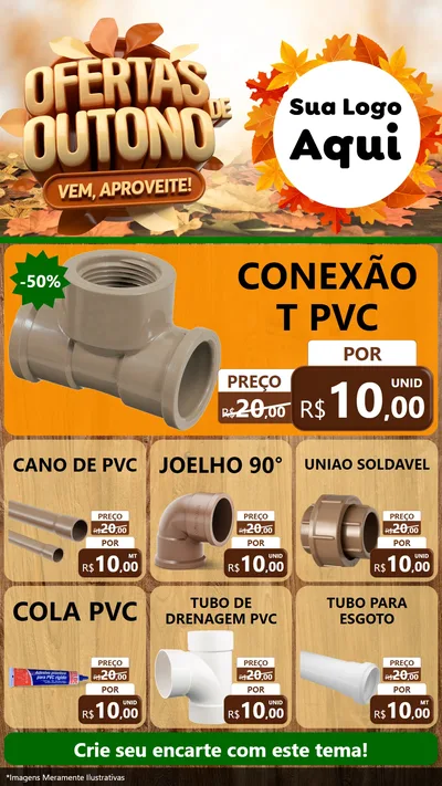 Modelo de Rede Social para Stories com o tema Ofertas de Outono - Vem, Aproveite! para Tubos e conexões