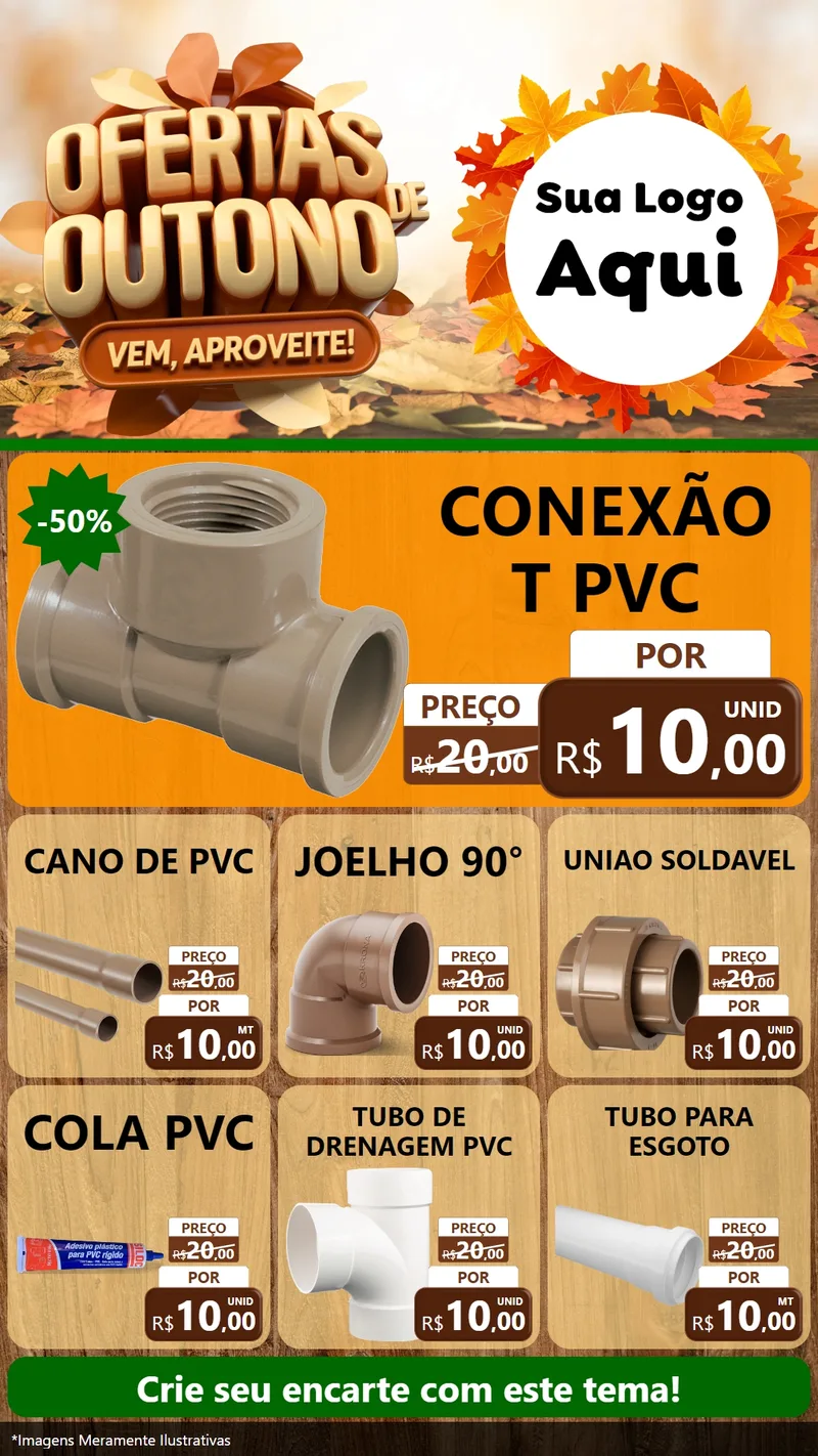 Modelo de Rede Social para Stories com o tema Ofertas de Outono - Vem, Aproveite! para Tubos e conexões