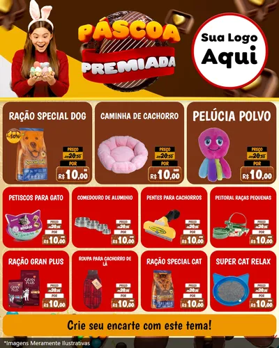 Modelo de Rede Social para Feed Instagram com o tema Páscoa Premiada para Pet Shop