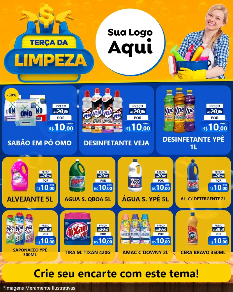 Modelo de Rede Social para Feed Instagram com o tema Terça da Limpeza para Produtos de Limpeza