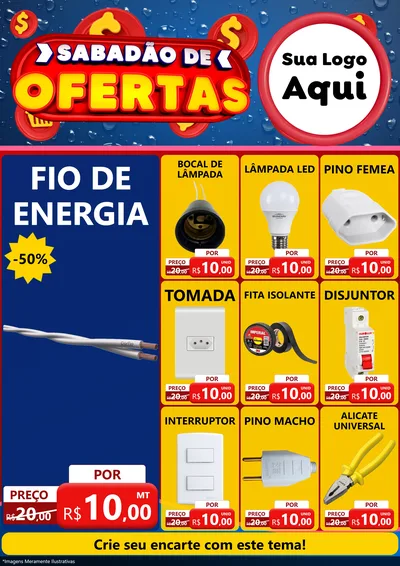 Modelo de Encarte para Encarte A4 Vertical com o tema Sabadão de Ofertas para Materiais Elétricos