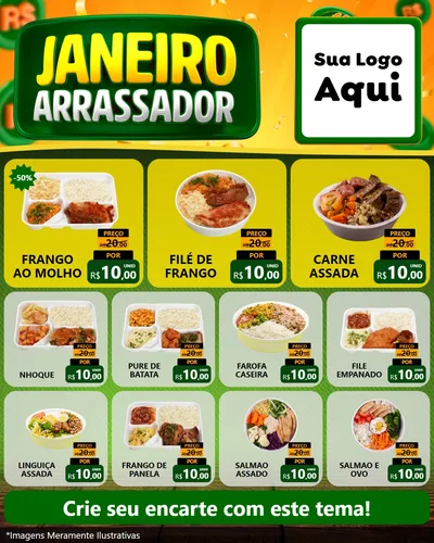 Modelo de Rede Social para Feed Instagram com o tema Janeiro Arrasador para Restaurante