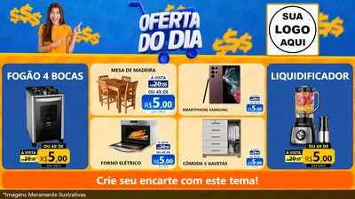 Modelo de TV para TV Horizontal com o tema Oferta do Dia para Móveis e Eletro