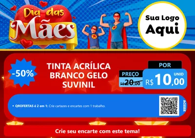 Modelo de Cartaz para Cartaz A4 Horizontal com o tema Dia das Mães para Tintas e Ferramentas