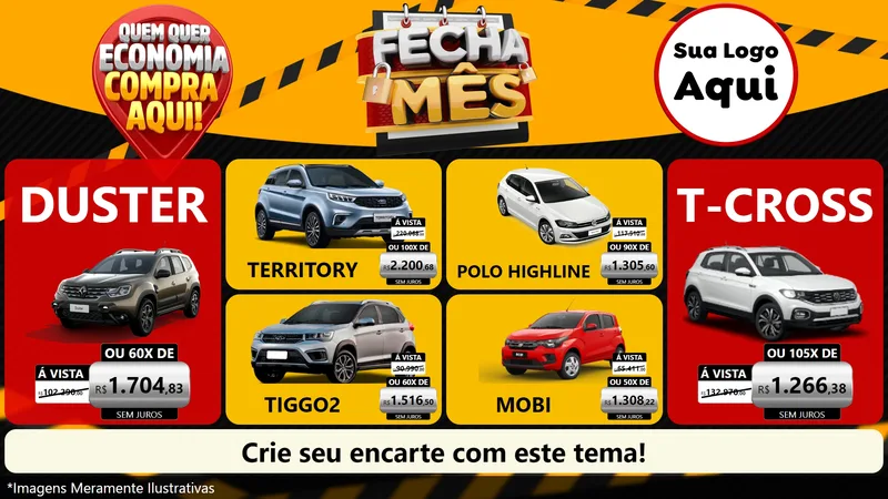 Modelo de TV para TV Horizontal com o tema Fecha Mês para Concessionaria de Carros