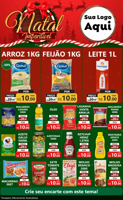 Modelo de Encarte para Encarte Grande com o tema Natal Imperdível para Supermercado