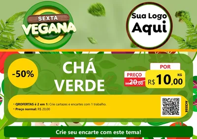Modelo de Cartaz para Cartaz A4 Horizontal com o tema Sexta Vegana para Produtos Naturais