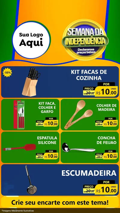 Modelo de TV para TV Vertical com o tema Semana da Independência Declaramos Preços Baixos para Utilidades Domésticas