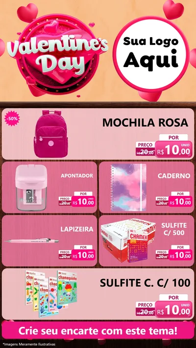 Modelo de TV para TV Vertical com o tema Valentine's Day para Papelaria