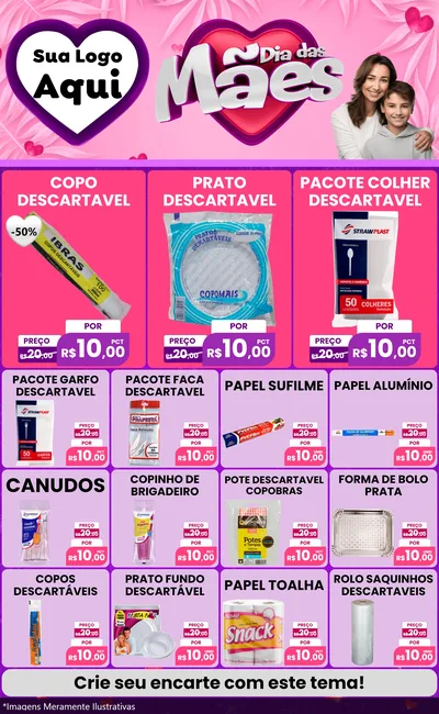 Modelo de Encarte para Encarte Grande com o tema Dia das Mães para Embalagens