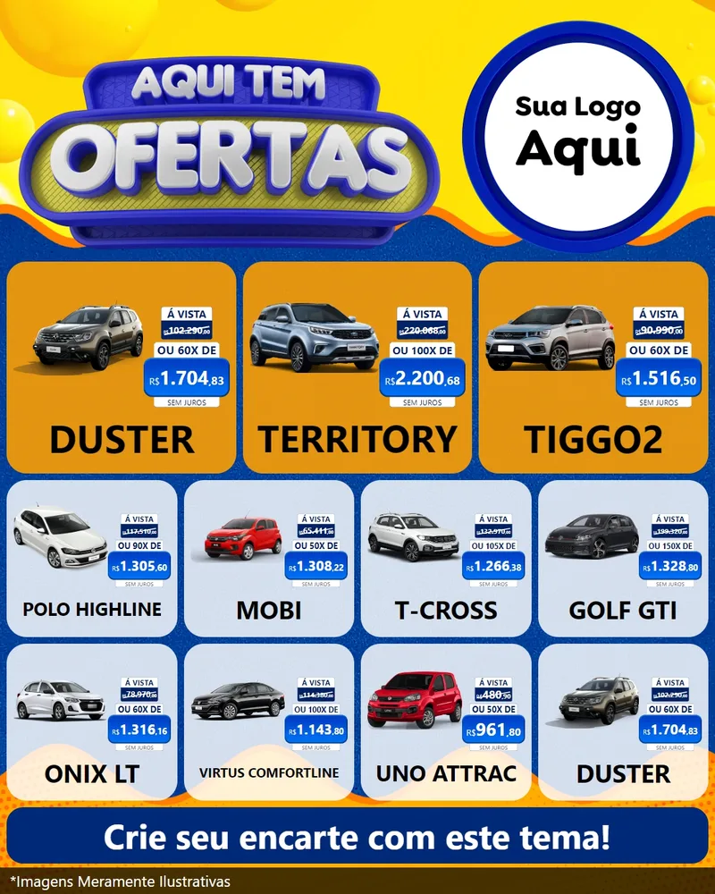Modelo de Rede Social para Feed Instagram com o tema Aqui Tem Ofertas para Concessionaria de Carros