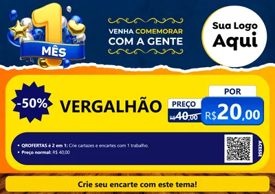 Modelo de Cartaz para Cartaz A4 Horizontal com o tema Um Mês de Aniversário para Ferragens