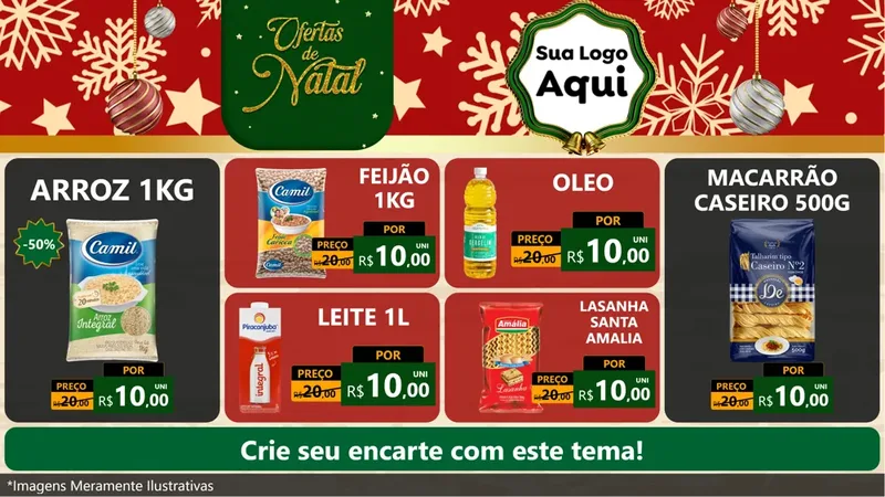 Modelo de TV para TV Horizontal com o tema Natal de Ofertas para Supermercado