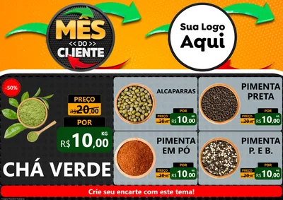 Modelo de Encarte para Encarte A4 Horizontal com o tema Mês do Cliente para Produtos Naturais