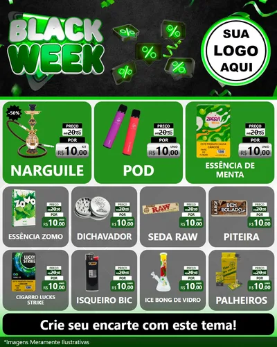 Modelo de Rede Social para Feed Instagram com o tema Black Week para Tabacaria
