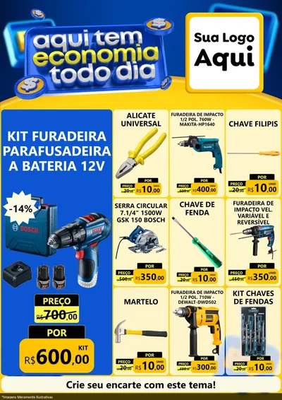 Modelo de Encarte para Encarte A4 Vertical com o tema Aqui Tem Economia Todo Dia para Maquinas e Ferramentas