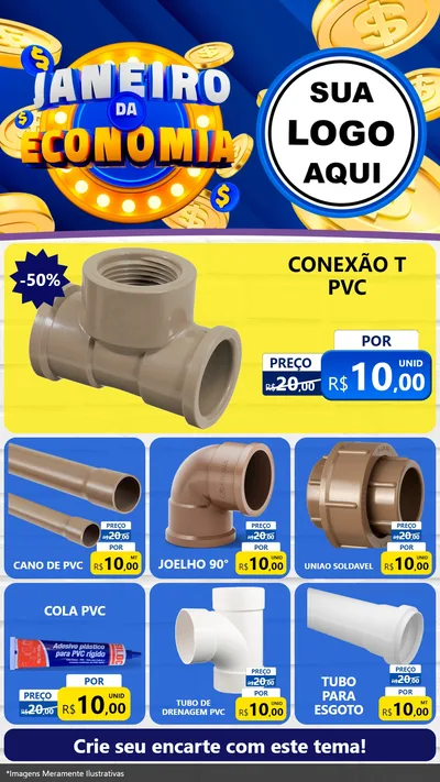 Modelo de Rede Social para Stories com o tema Janeiro da Economia para Tubos e conexões