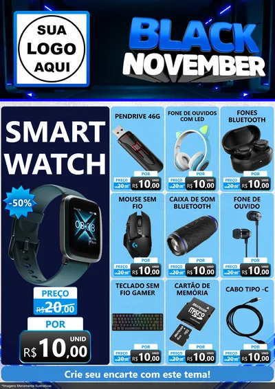 Modelo de Encarte para Encarte A4 Vertical com o tema Black November para Informática