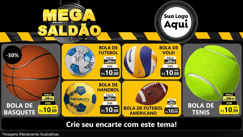 Modelo de TV para TV Horizontal com o tema Mega Saldão para Artigos Esportivos