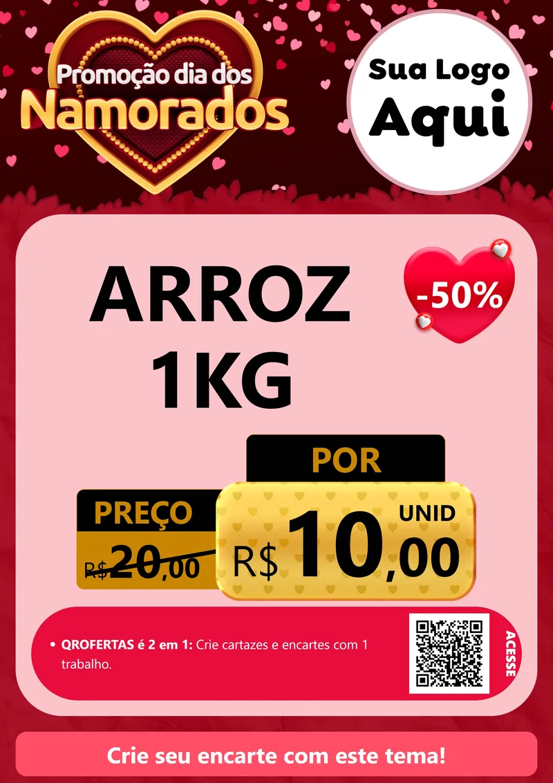 Modelo de Cartaz para Cartaz A4 Vertical com o tema Promoção Dia Dos Namorados para Supermercado