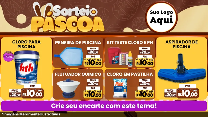 Modelo de TV para TV Horizontal com o tema Sorteio de Páscoa para Produtos para Piscina