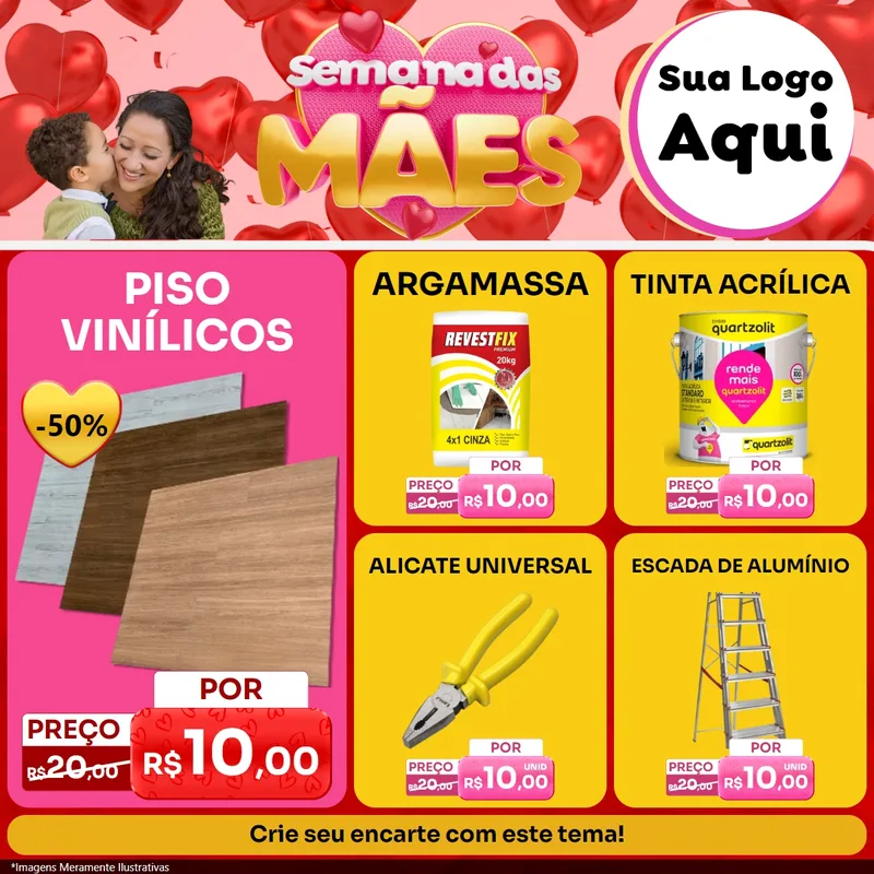 Modelo de Rede Social para Feed Facebook com o tema Semana Das Mães para Material para Construção