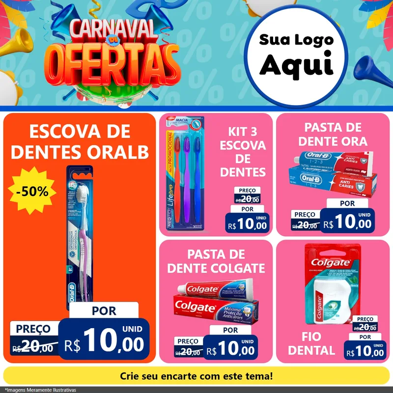 Modelo de Rede Social para Feed Facebook com o tema Carnaval de Ofertas para Higiene Pessoal