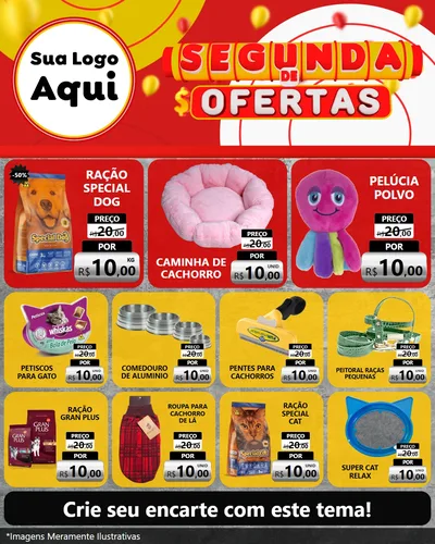 Modelo de Rede Social para Feed Instagram com o tema Segunda de Ofertas para Pet Shop