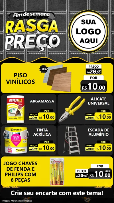 Modelo de TV para TV Vertical com o tema Fim de Semana Rasga Preço para Material para Construção