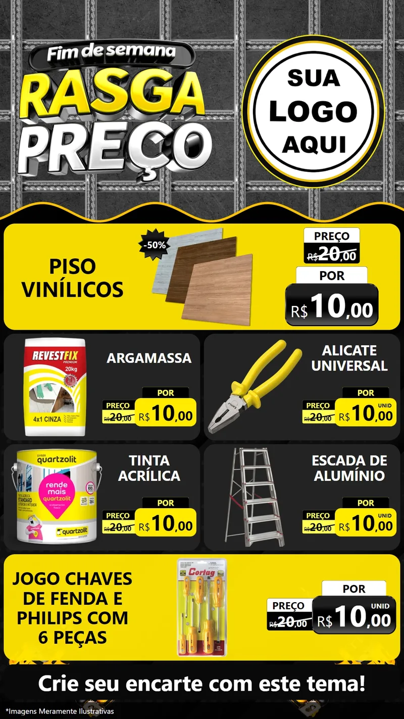 Modelo de TV para TV Vertical com o tema Fim de Semana Rasga Preço para Material para Construção