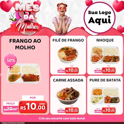 Modelo de Rede Social para Feed Facebook com o tema Mês da Mulher para Restaurante