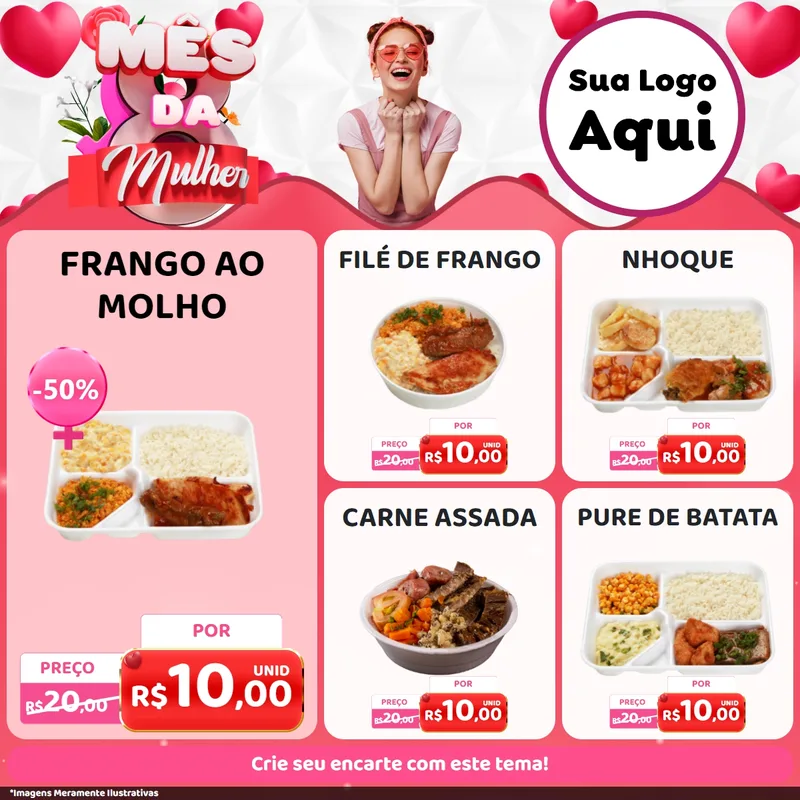 Modelo de Rede Social para Feed Facebook com o tema Mês da Mulher para Restaurante