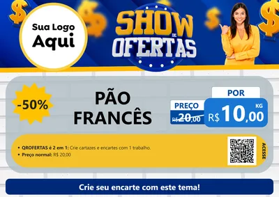 Modelo de Cartaz para Cartaz A4 Horizontal com o tema Show de Ofertas para Padaria